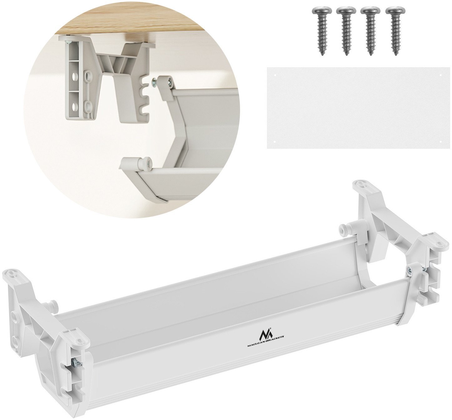 Organizues kabllosh Maclean MCE, nën tavolinë, i tërheqshëm, 5kg