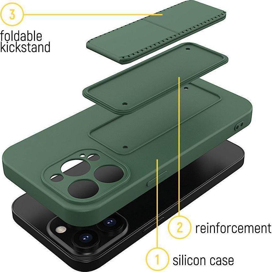 Këllëf silikoni Wozinsky Kickstand Case për Xiaomi Redmi 10, me stendë, blu e errët