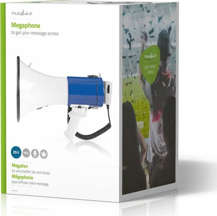 Megafon Nedis MFND25, 25W, rreze 1500 m, bardh e kaltër