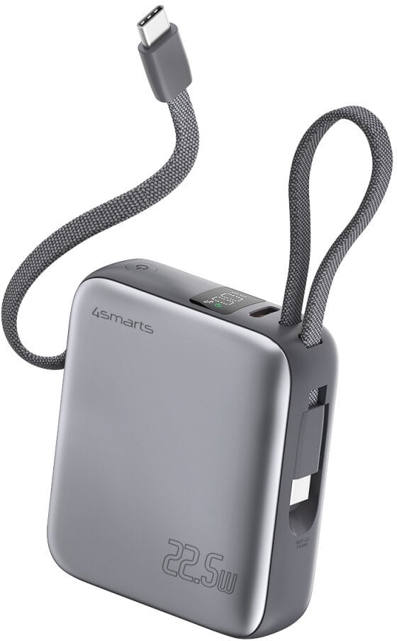 Powerbank 4smarts Pocket Dual Cord, 10000mAh, 22.5W, gri hapësinor