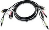 Kabllo KVM Aten 2L-7D02UH, 1.8m, HDMI USB audio, e zezë