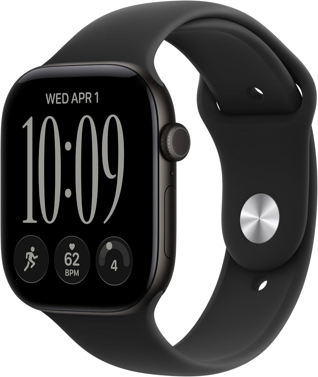 Apple Watch S12 GPS 46mm Black Aluminium Case with Black Sport Band, M/L