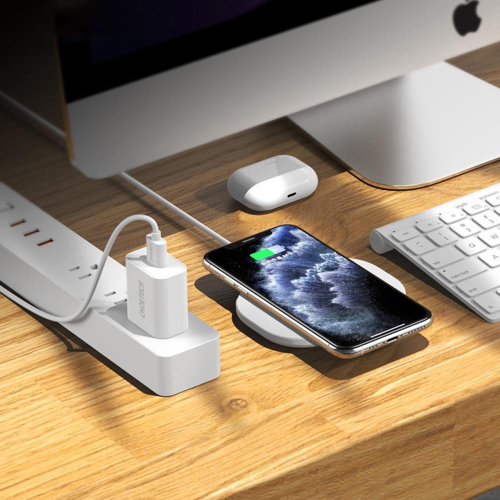 Karikues wireless Choetech T550-F, QC 3.0, 15W, i bardhë + adapter 18W