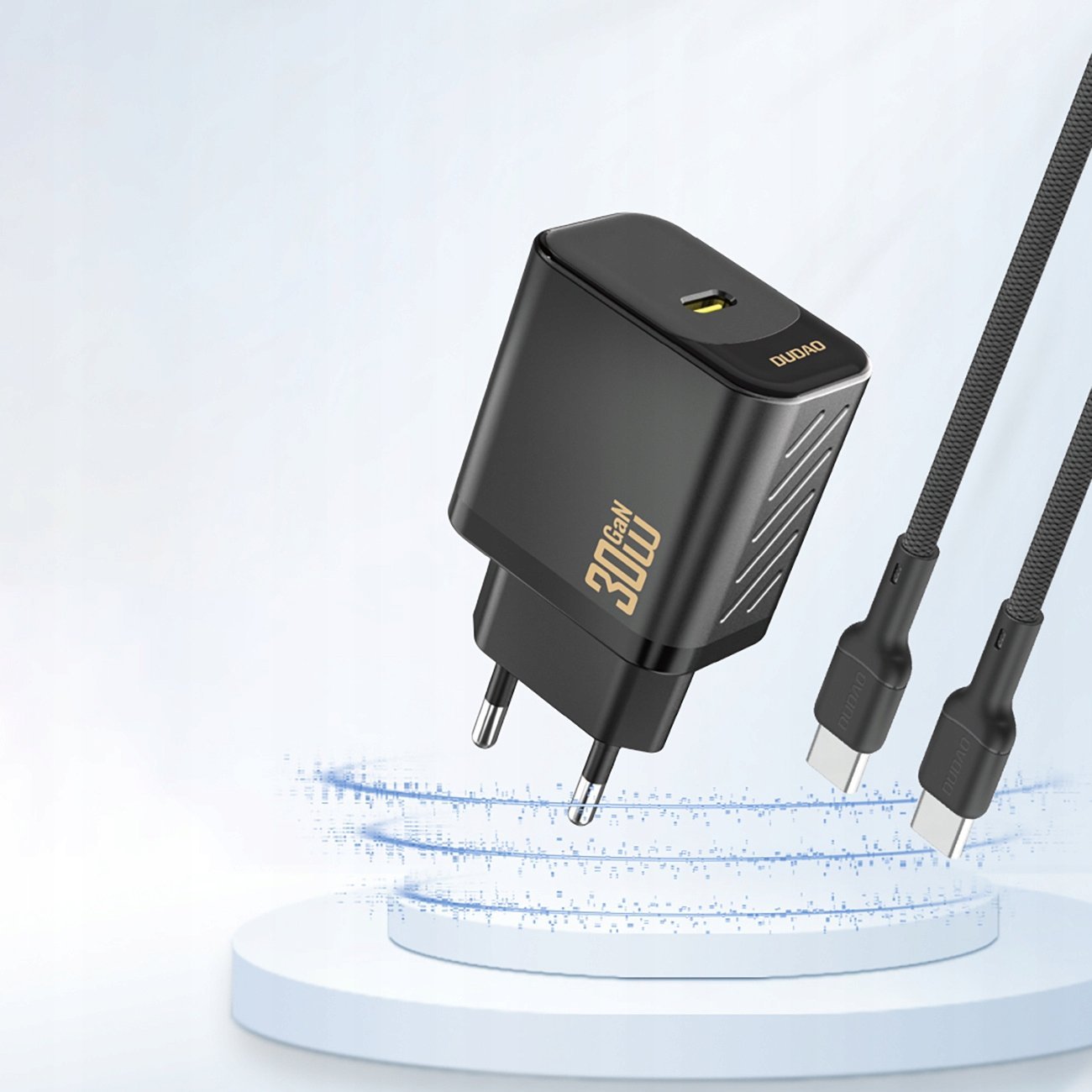 Полнач за ѕид Dudao A27PEU, 30W GaN, USB C, црн