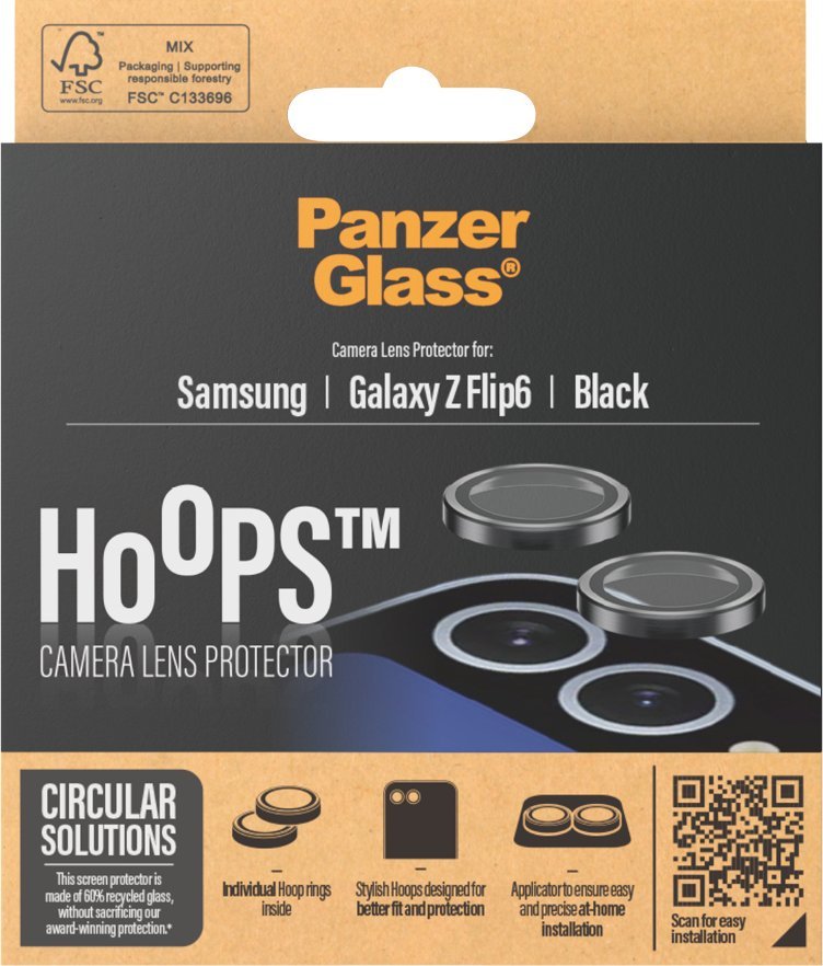 Mbrojtës lente PanzerGlass Hoops, për Samsung Galaxy Z Flip6, xham i tejdukshëm