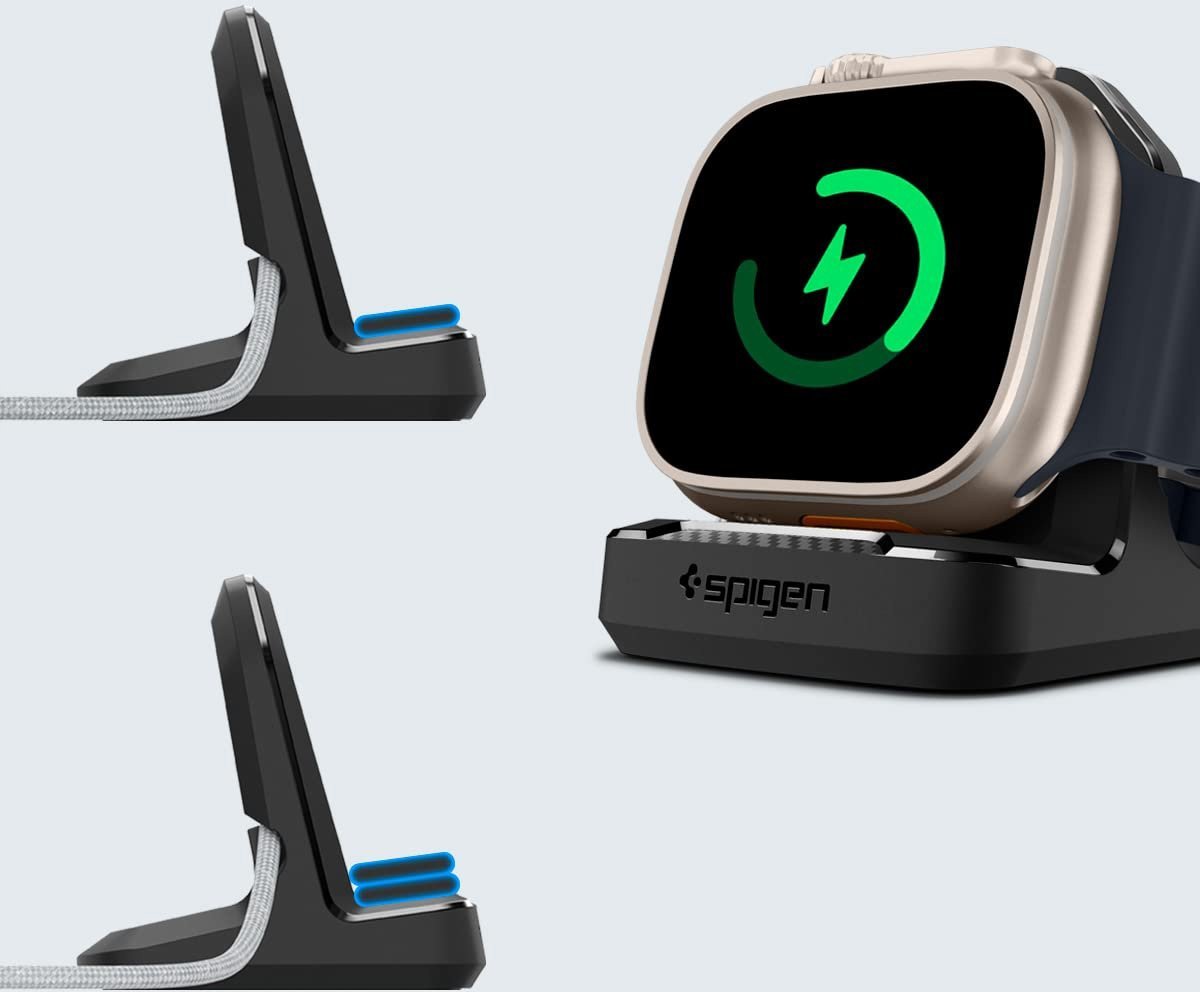 Mbajtëse karikuesi Spigen Rugged Armor Stand për Apple Watch, TPU i qëndrueshëm, e bardhë 2