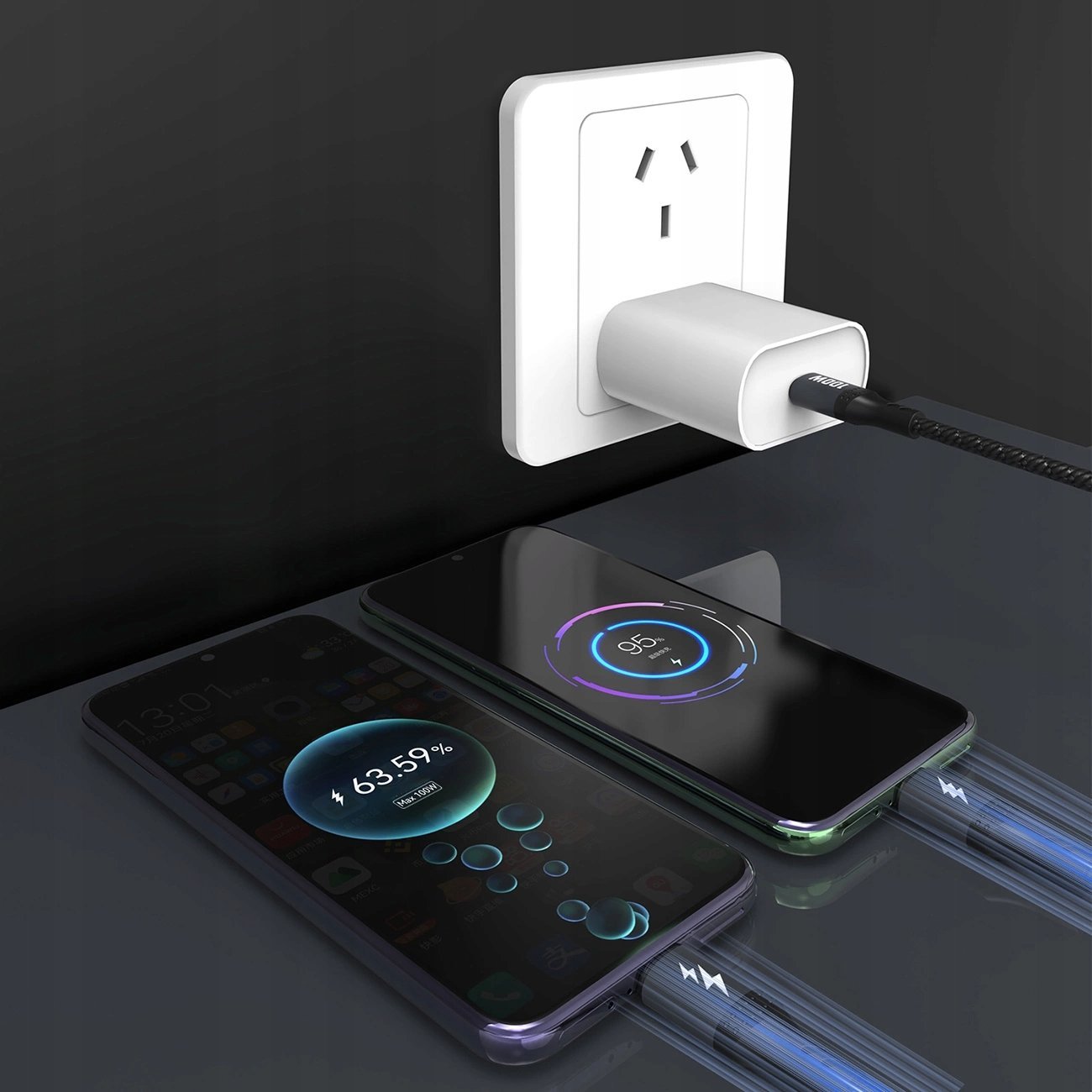 Kabllo Dudao L3F 2W1, 2 x USB-C, 100W, 1.2m, i zi