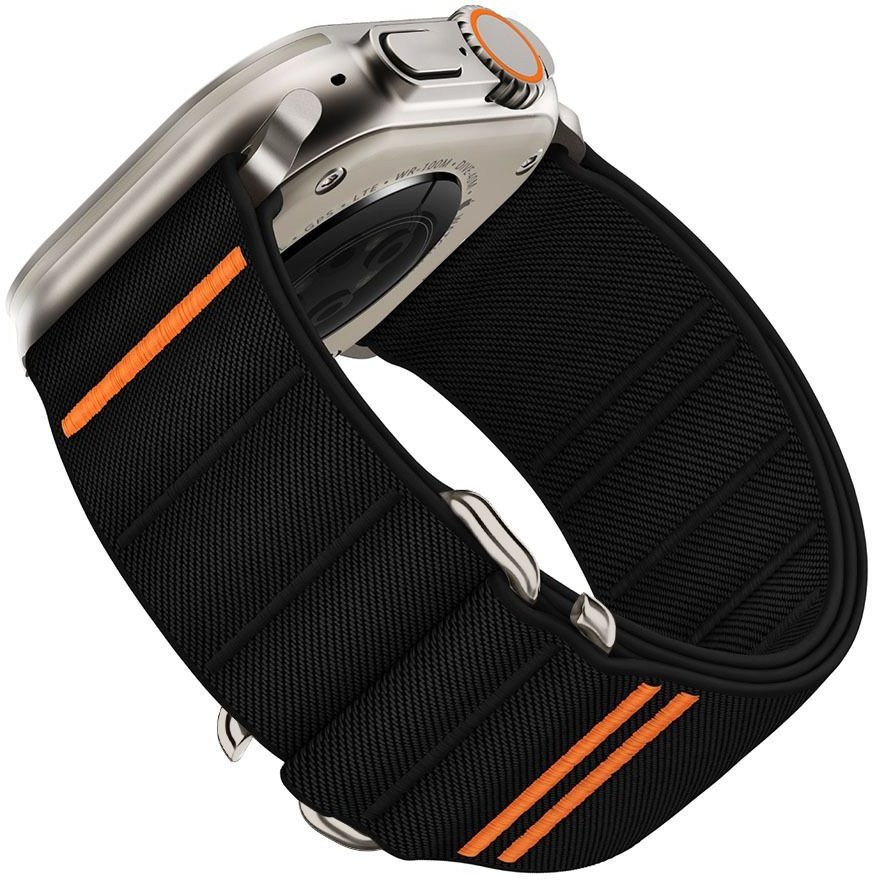 Ремче Tech-Protect Nylon Slip за Apple Watch 44 45 46 49 mm, проветрлив најлон, црно