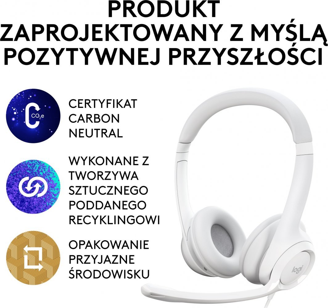 Kufje me mikrofon Logitech H390, me kabllo, të bardha 