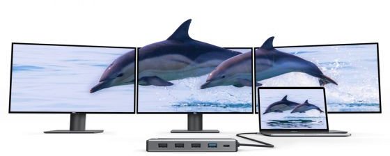 Dok universal Vention Mini Dock DV2, 12 në 1, kompakt, gri