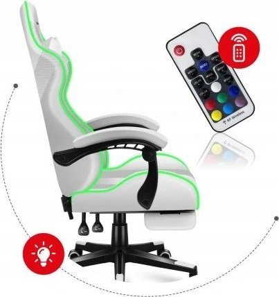Karrige gaming Huzaro Force 4.7, RGB, me mbështetës këmbësh, e bardhë