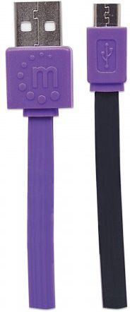 Kabllo USB Manhattan Flat, USB A në Micro USB B, 1m, zi lejla