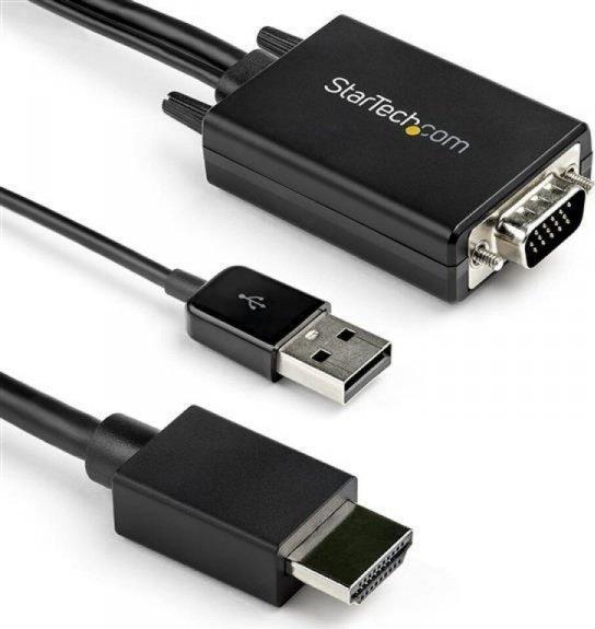 Kabull adaptor Startech VGA në HDMI, 1080p, 2m, i zi