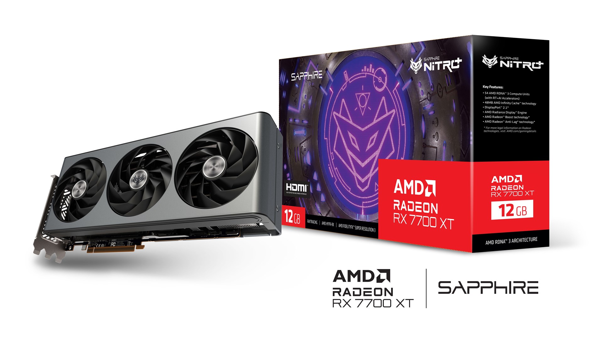 Kartë grafike Sapphire Gaming AMD Radeon RX 7700 XT, OC, 12 GB GDDR6