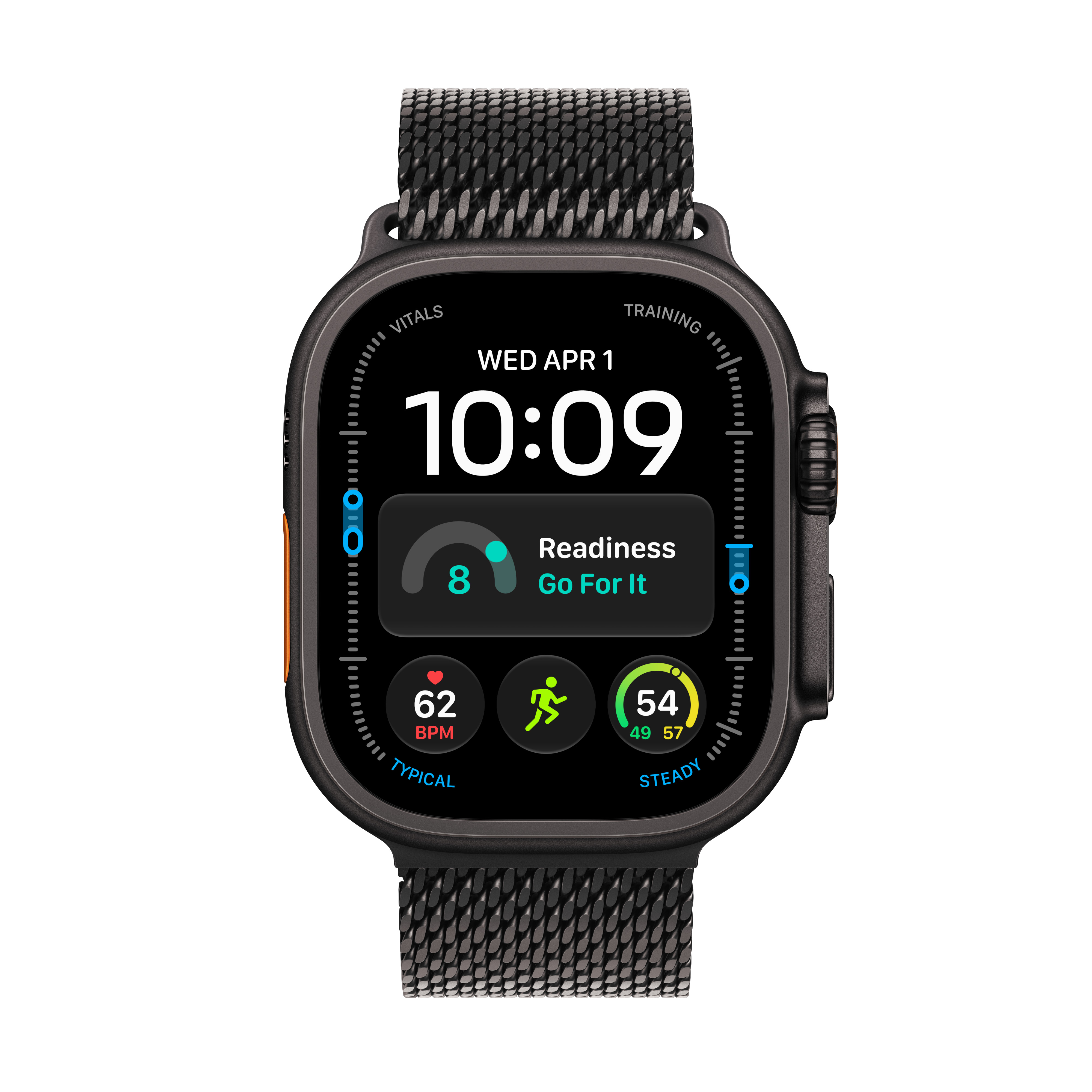 Apple Watch Ultra 4 Cellular 49mm Black Titanium Case with Black Titanium Milanese Loop, M