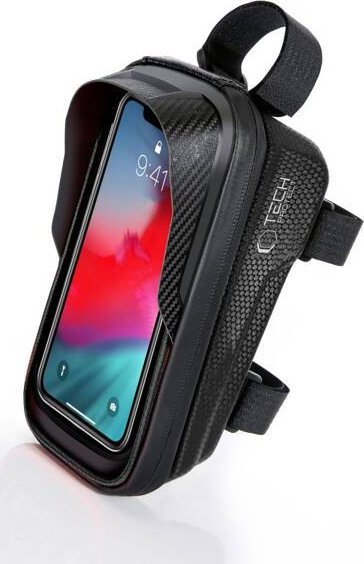 Çantë kornize për biçikletë Tech-Protect V2 M, e papërshkueshme nga uji, me xhep transparent për telefon, e zezë