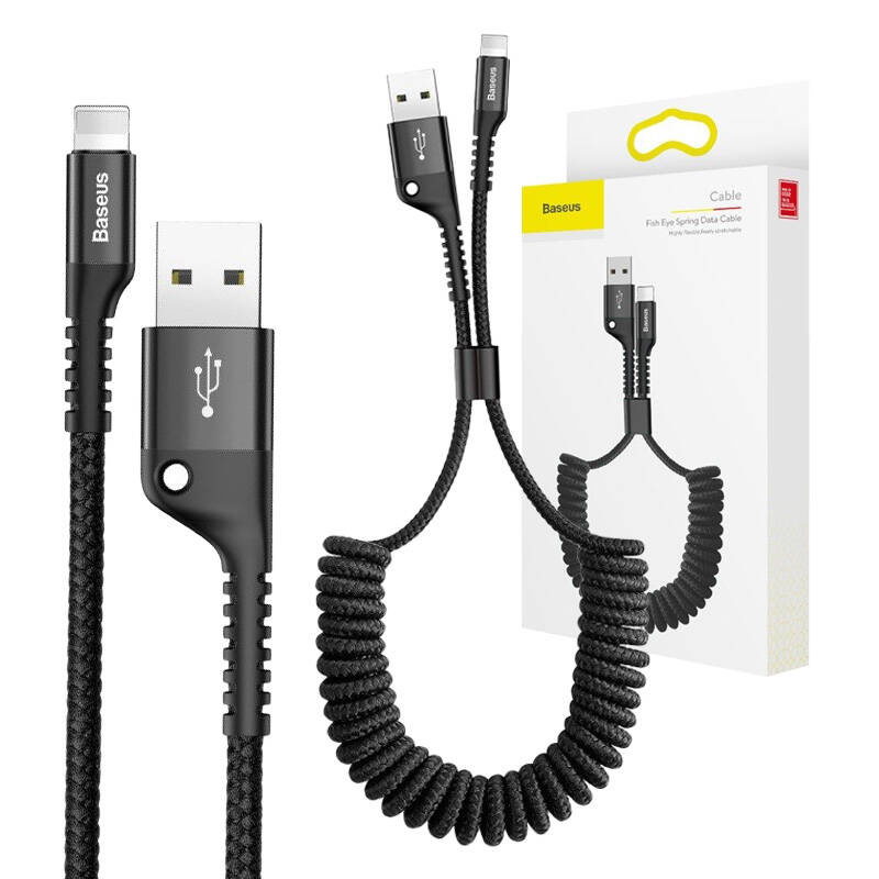 Kabllo USB Baseus CALSR-01, USB-A në Lightning, 1 m, i zi