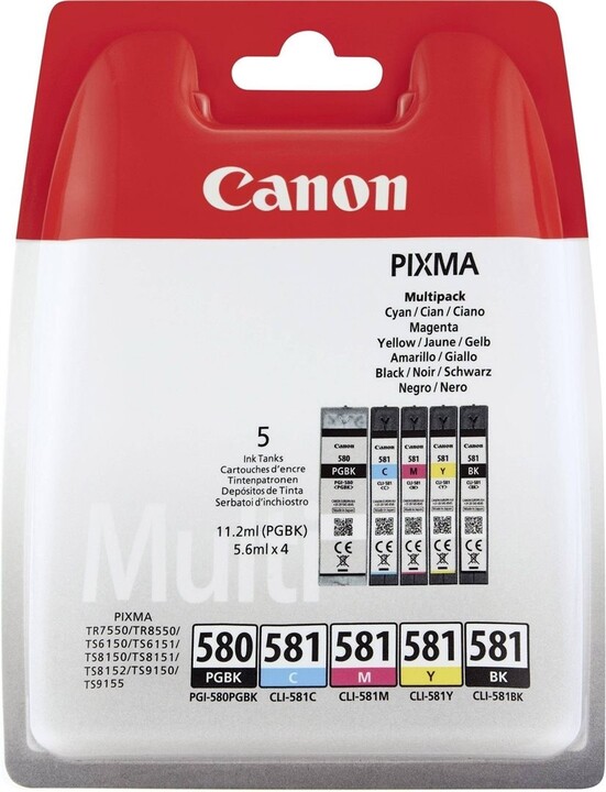 Ngjyrë për printer Canon PGI-580PGBk + CLI-581, multipack