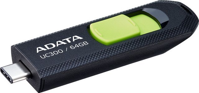 USB АДАТА UC300, 64GB, USB 3.2, зелено и црно
