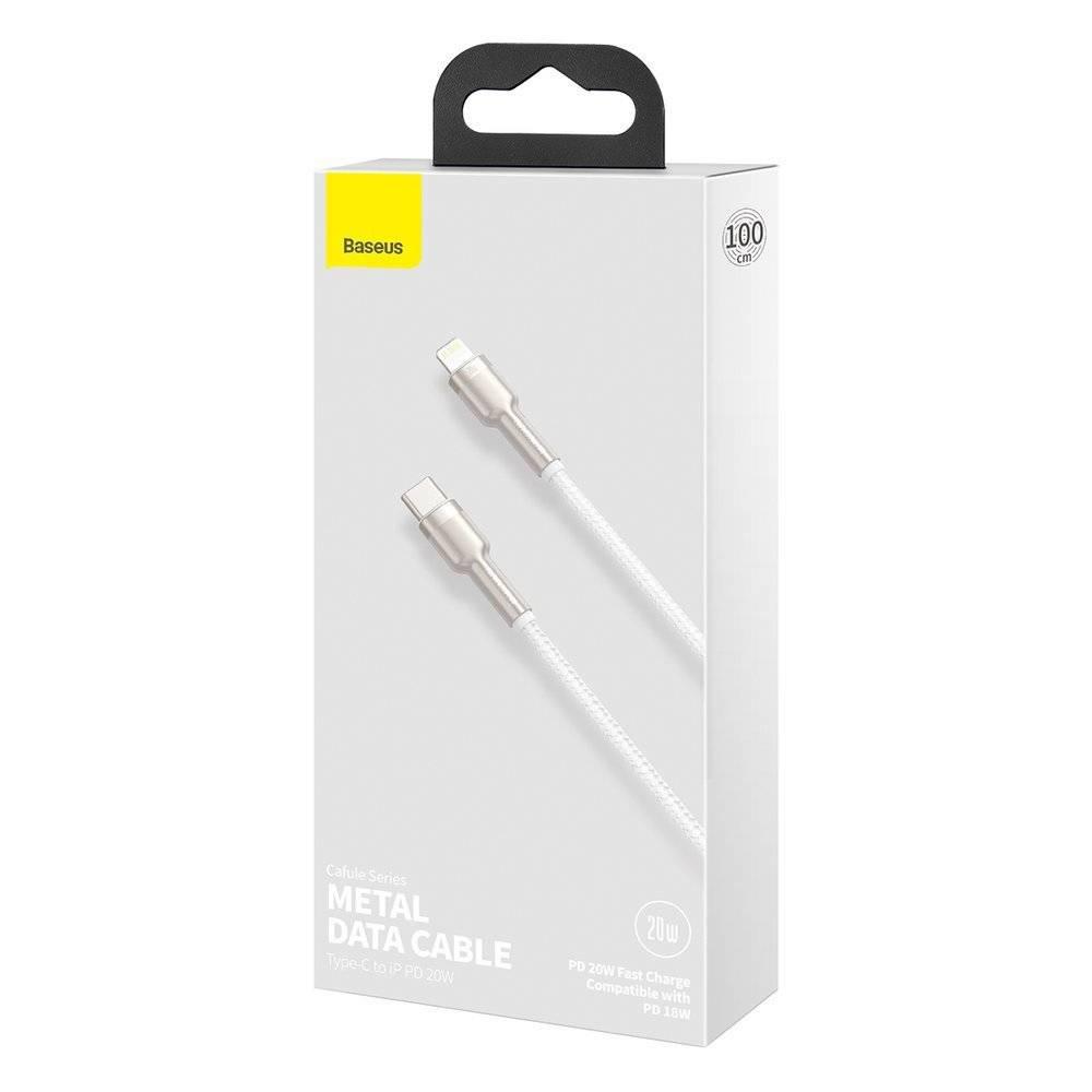 Kabllo karikimi Baseus CATLJK-A02, USB C në Lightning, 1 m, e bardhë