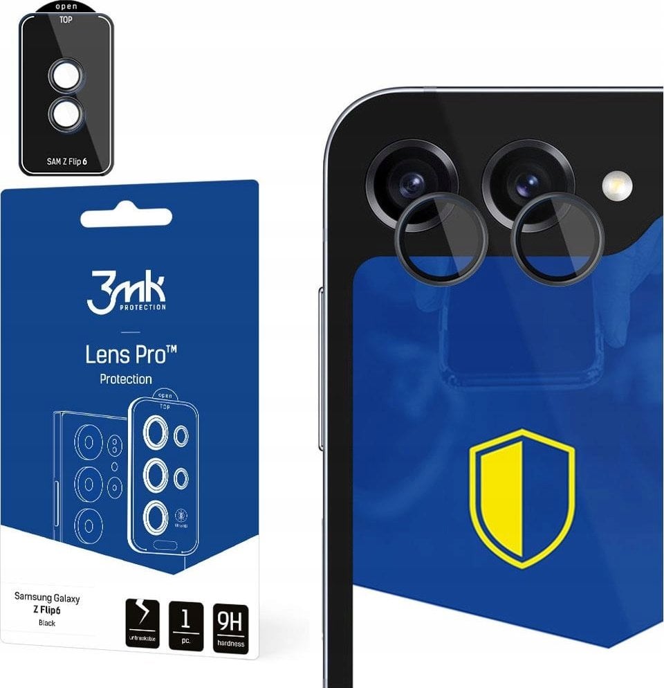Mbrojtës kamere 3mk Lens Protection Pro për Samsung Galaxy Z Flip 6, xham mbrojtës, i zi
