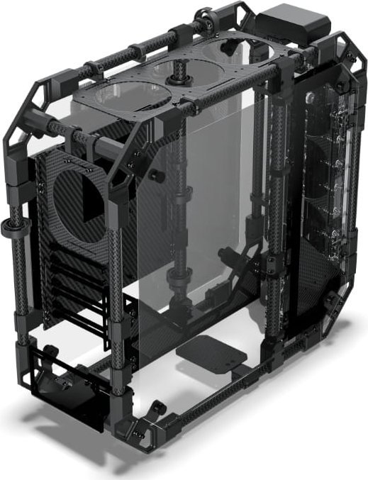 Kuti PC Alphacool Apex Pro Skeleton, kornizë e hapur, karboni, e zezë
