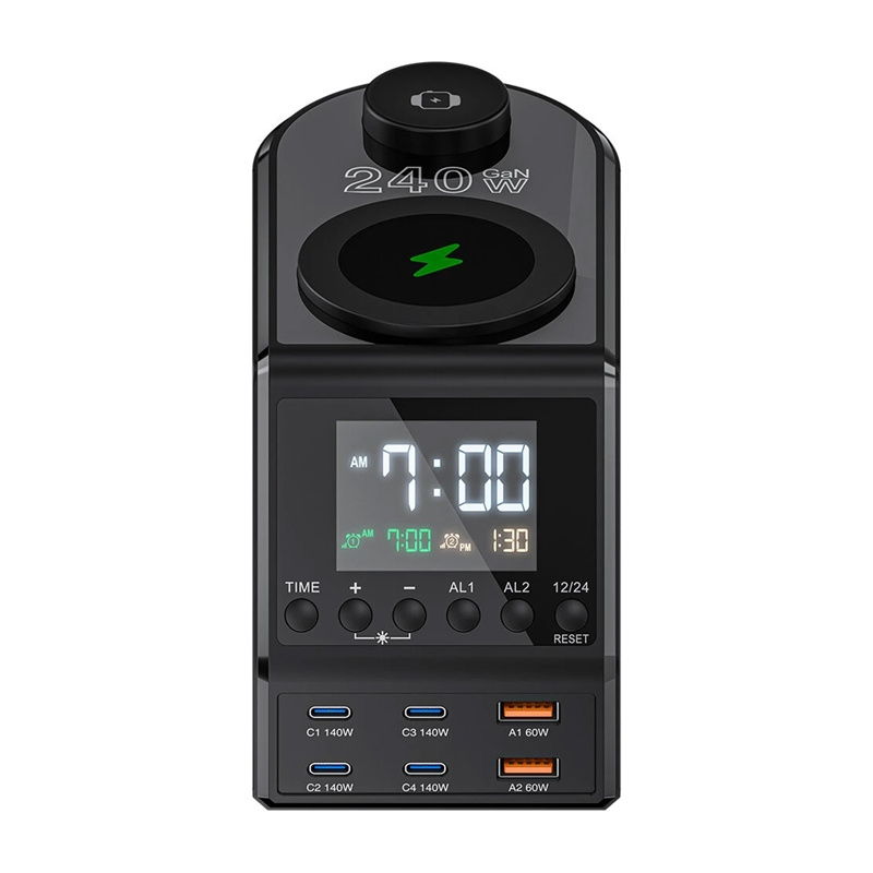 Orë alarmi BlitzWolf FW10, karikues wireless 10 në 1, ekran LED, e zezë