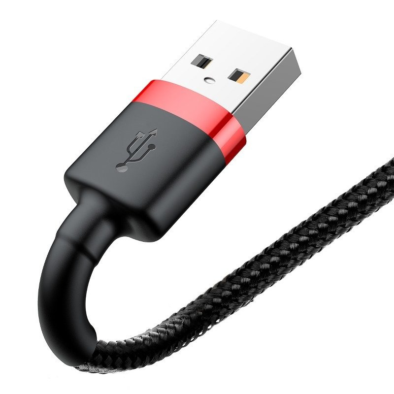 Kabllo USB Baseus Cafule, USB A në Lightning, 1 m, 2.4A, e zezë e kuqe
