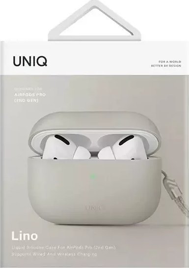 Kuti mbrojtëse Uniq Lino për Apple AirPods Pro 2, silikon, bezhë ivory