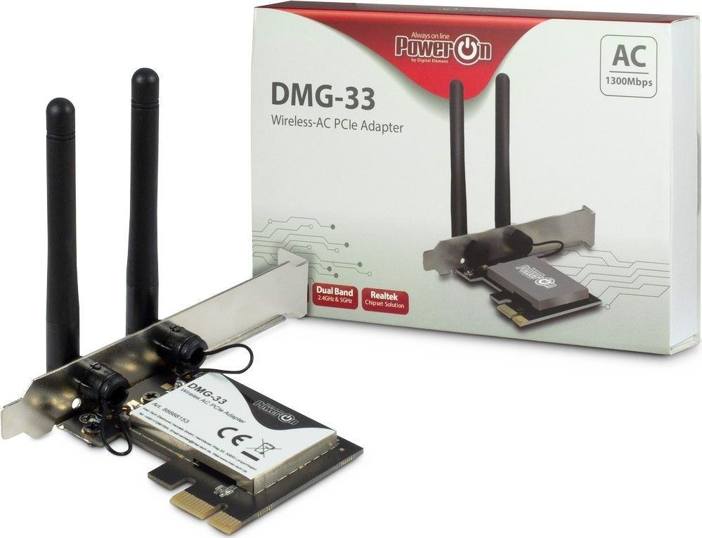Kartë rrjeti WiFi Inter-Tech DMG-33, PCIe x1, 1300 Mb/s, e zezë