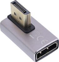 Adapter DisplayPort InLine 1.4, 90° majtas, 8K UHD, i zi