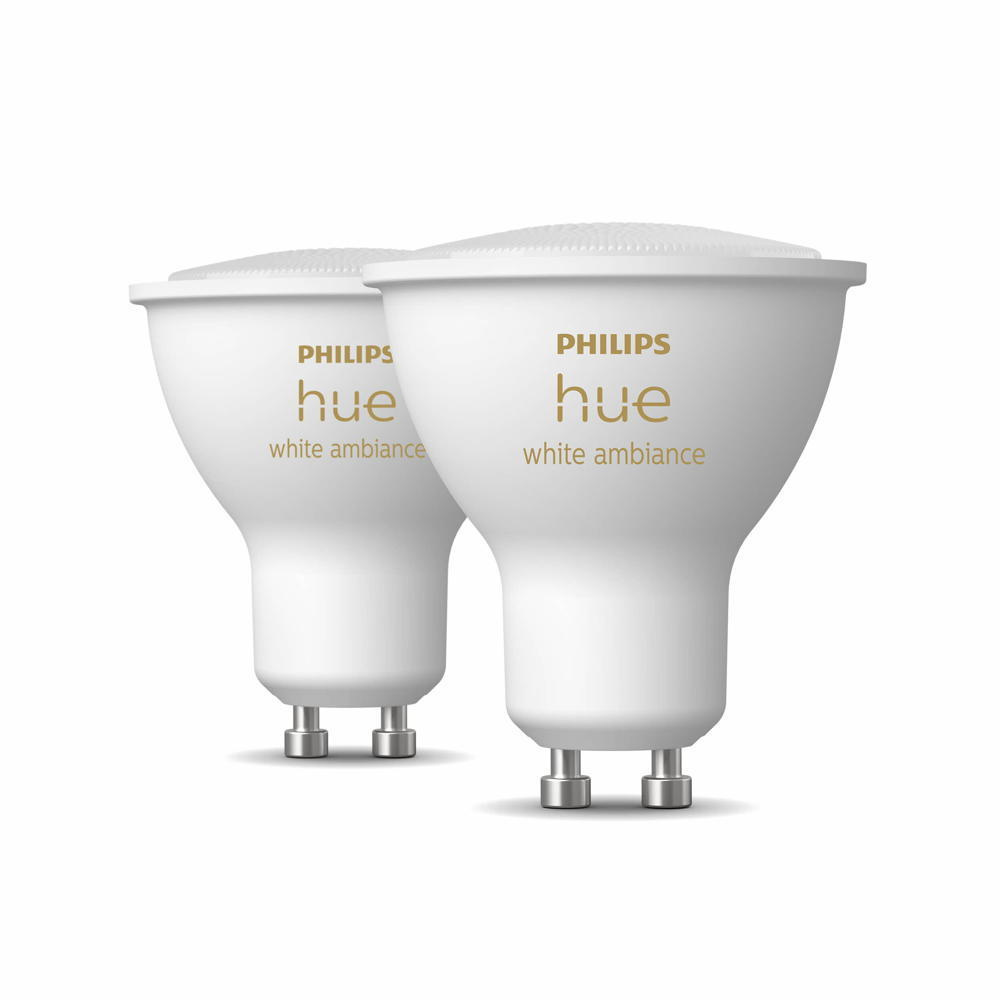 Llambë spot e mençur Philips Hue White Ambience GU10, set 2 copë, GU10, dritë e bardhë e rregullueshme