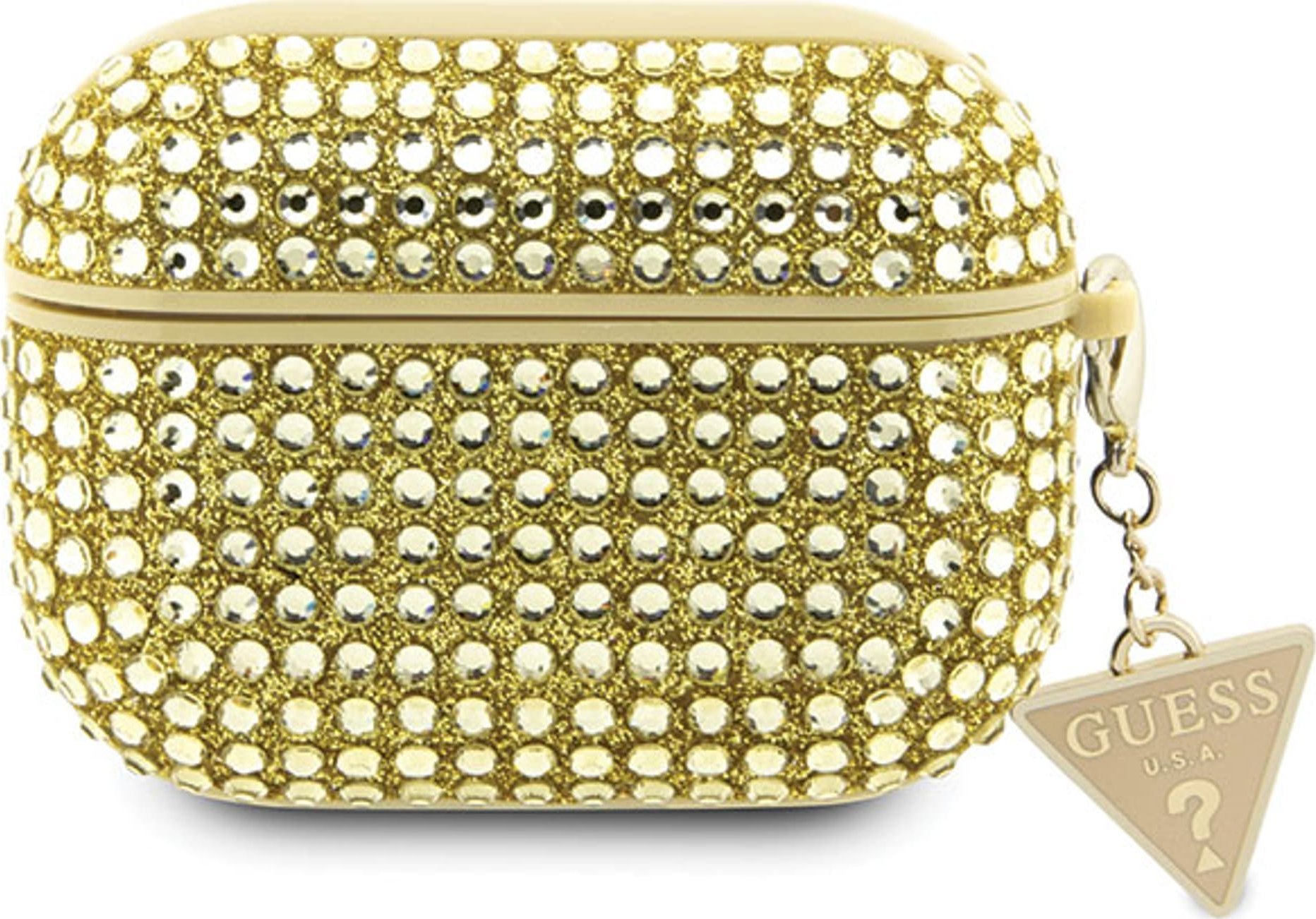 Etui për kufje Guess Rhinestone Triangle, për Apple AirPods Pro, hardcase, gold