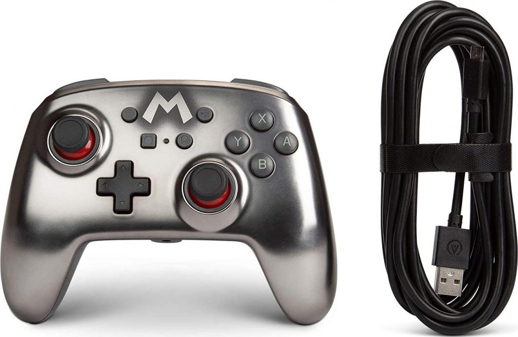 Kontroller PowerA Super Mario, me kabllo, i argjendtë