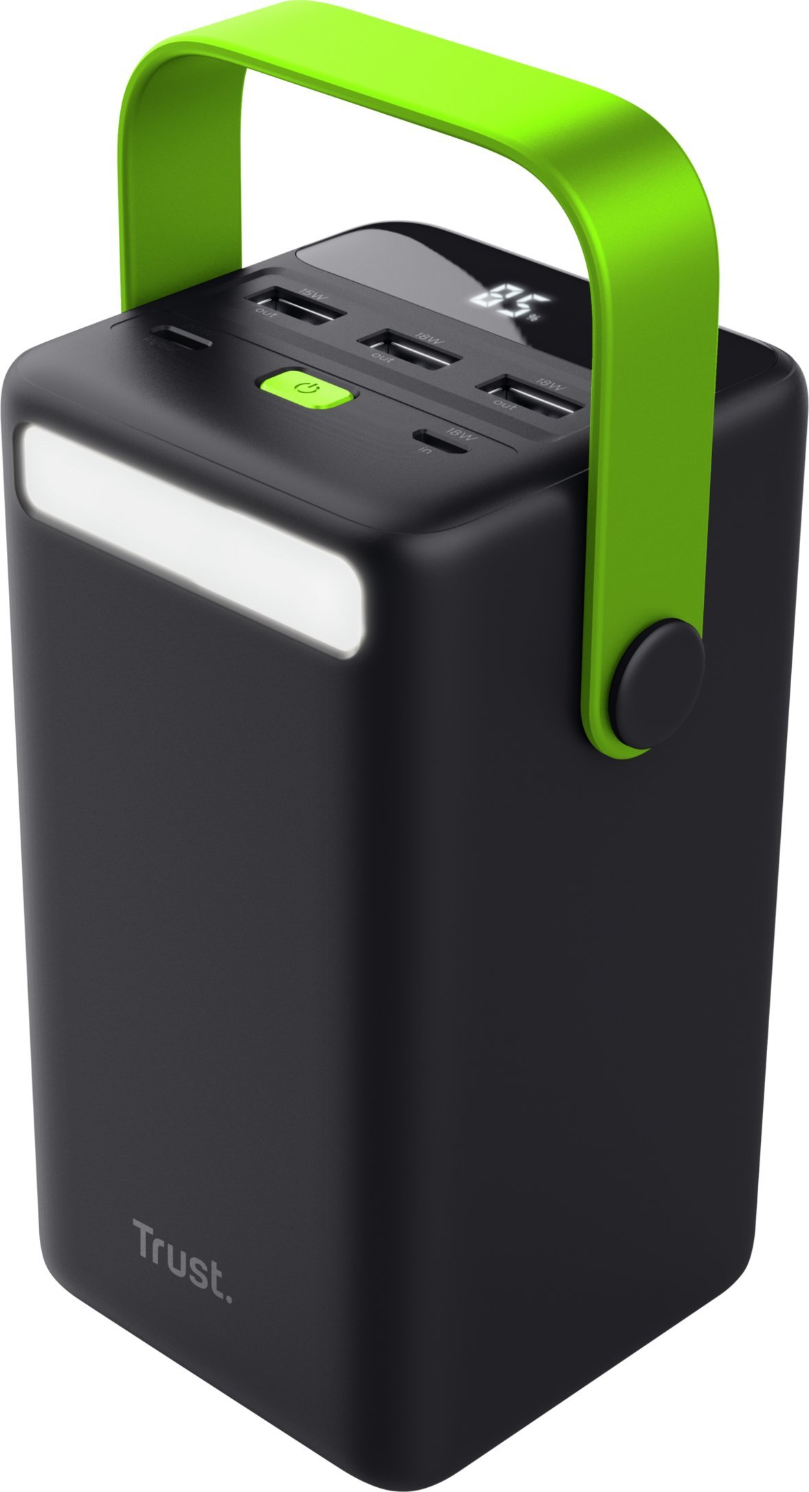 Надворешна батерија Trust Redoh XXL, екран, излез USB и USB C, црна