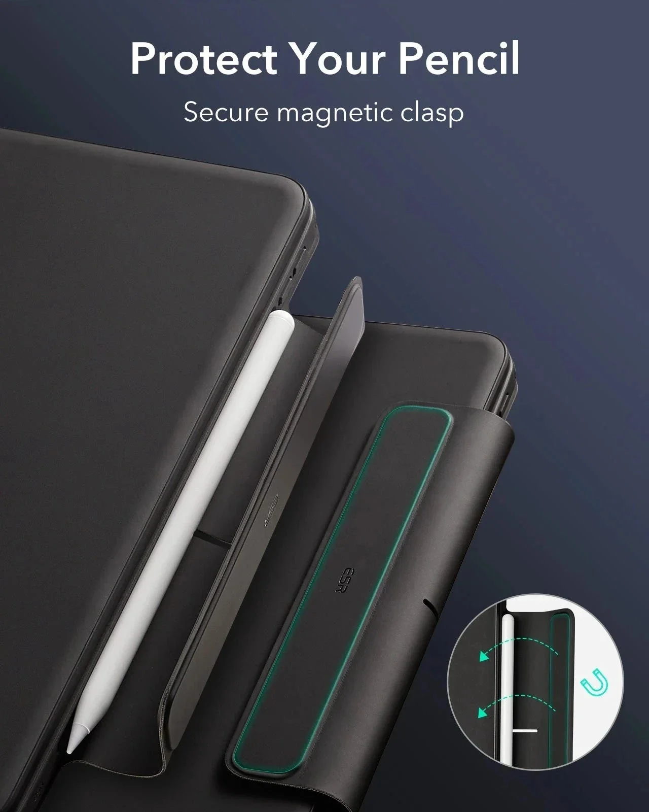 Mbrojtëse me tastierë ESR Rebound Magnetic 360, për iPad Pro 13" (M5) 2025, iPad Pro 13" (M4) 2024, e zezë