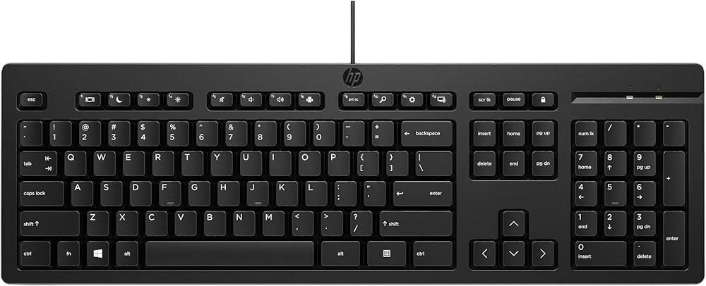 Тастатура HP 125, со кабел, целосен распоред, црна