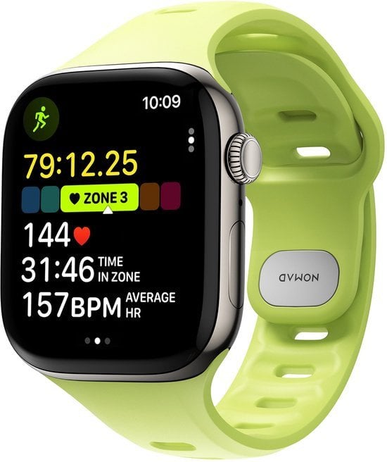 Rrip ore Nomad Tempo Band 42mm, material sintetik FKM, kompatibil me Apple Watch, jeshile lime