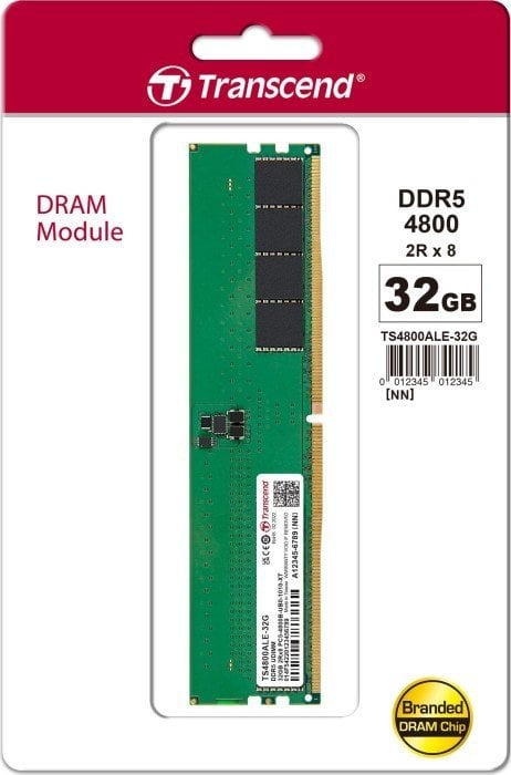 Memorie RAM Transcend JM4800ALE-32G, 32GB DDR5, 4800MHz, jeshile