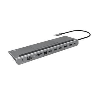 Stacion lidhës Unitek uHUB 11+, USB-C, 10 Gbps, 80W, i hirtë