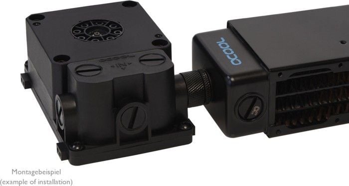 Rezervuar uji Alphacool ES 1U DDC, për pompa DC LT, G1/4", i zi