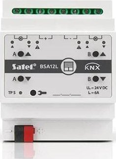 Aktuator roletash Satel KNX-BSA12L, 2 kanale, 24V DC, gri