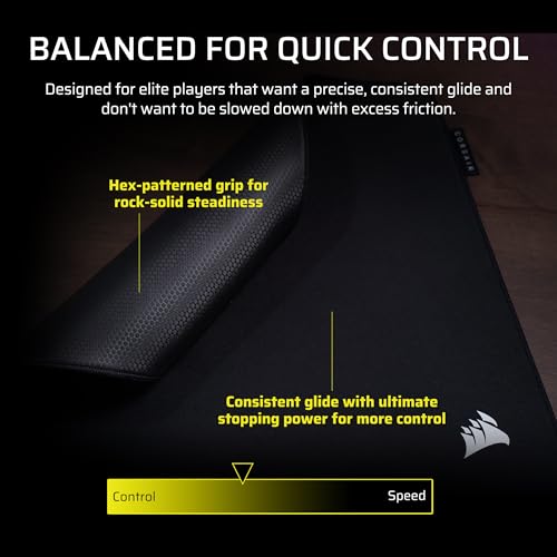 Mousepad gaming Corsair MM Pro Control Cloth Medium, 4mm, bazë antirrëshqitëse, i zi