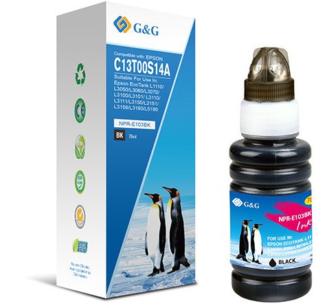 Мастило за принтер G&G компатибилно со Epson C13T00S14A Ecotank, црно