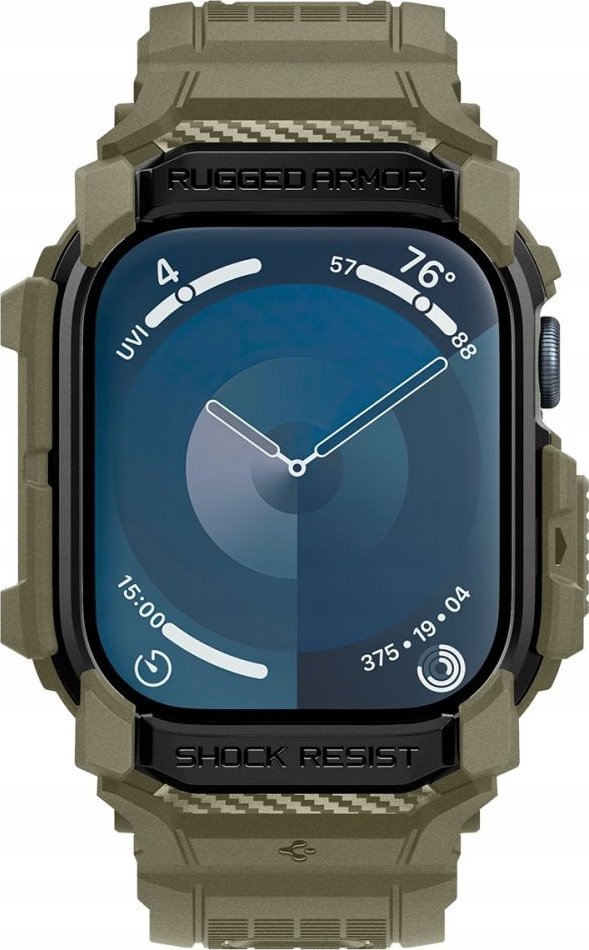 Futera dore Spigen Rugged Armor Pro për Apple Watch 10 46mm, silikoni, Vintage Khaki