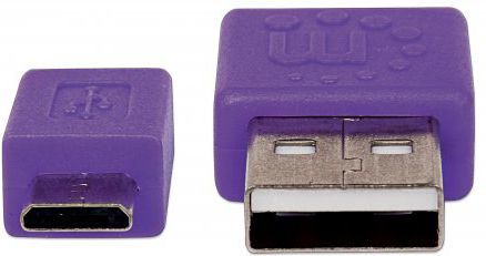 Kabllo USB Manhattan Flat, USB A në Micro USB B, 1m, zi lejla
