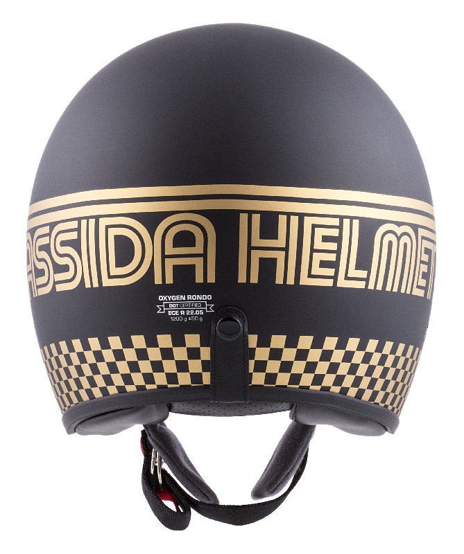 Helmetë moto CASSIDA Oxygen Rondo, polikarbonat, visor dielli, e zezë mat me të artë