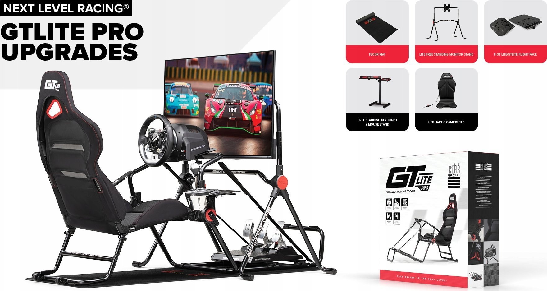 Kokpit garash Next Level Racing GTLite Pro NLR-S031, palosës, i rregullueshëm, gri