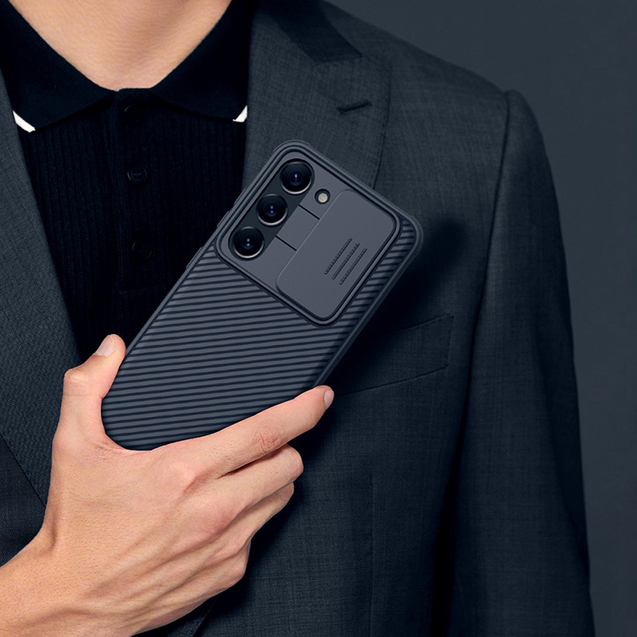 Mbulesë telefoni Nillkin CamShield Pro, për Samsung Galaxy S22, mbrojtëse me kapak kamere, blu