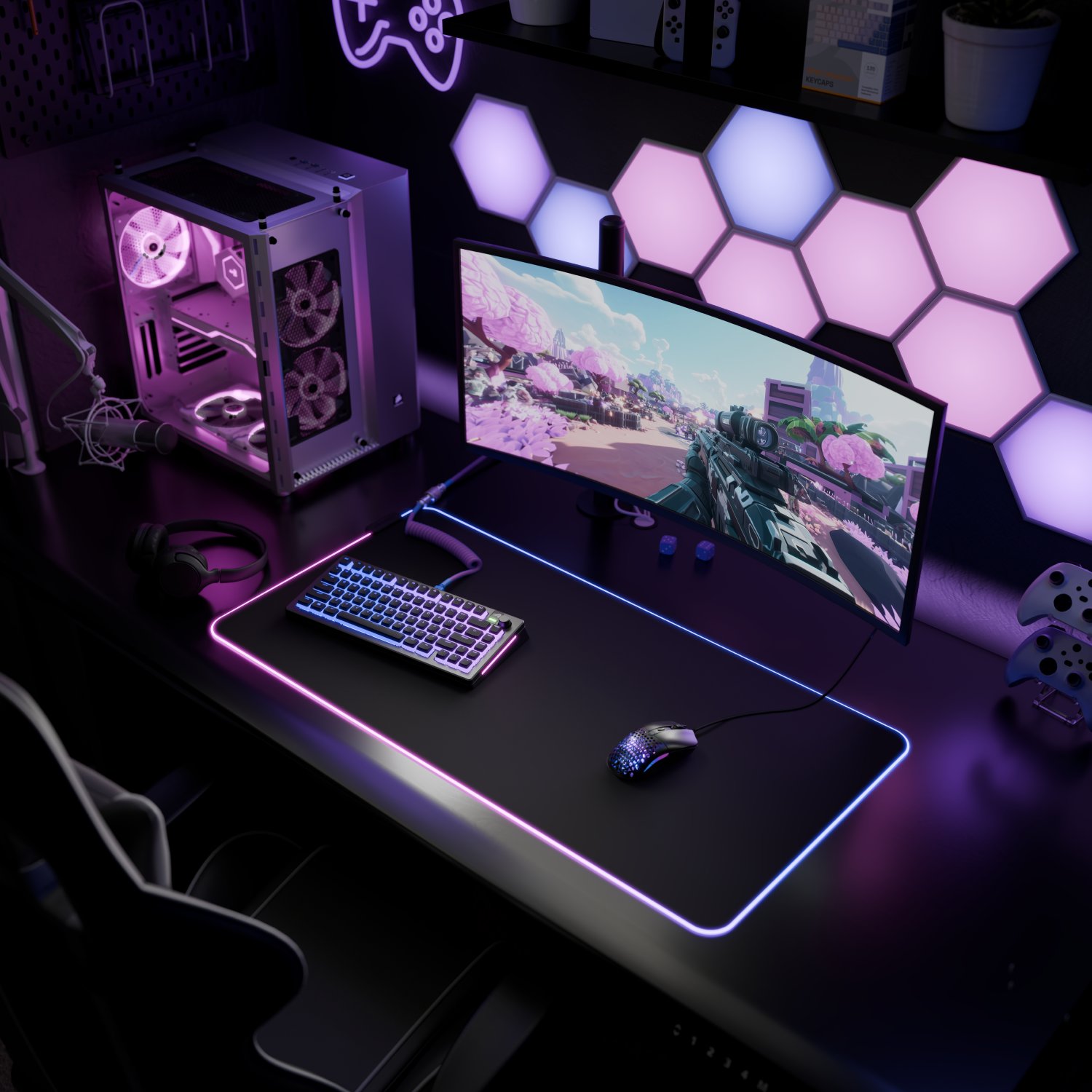 Mousepad gaming Glorious G-LED 2 XXL, RGB, i zi